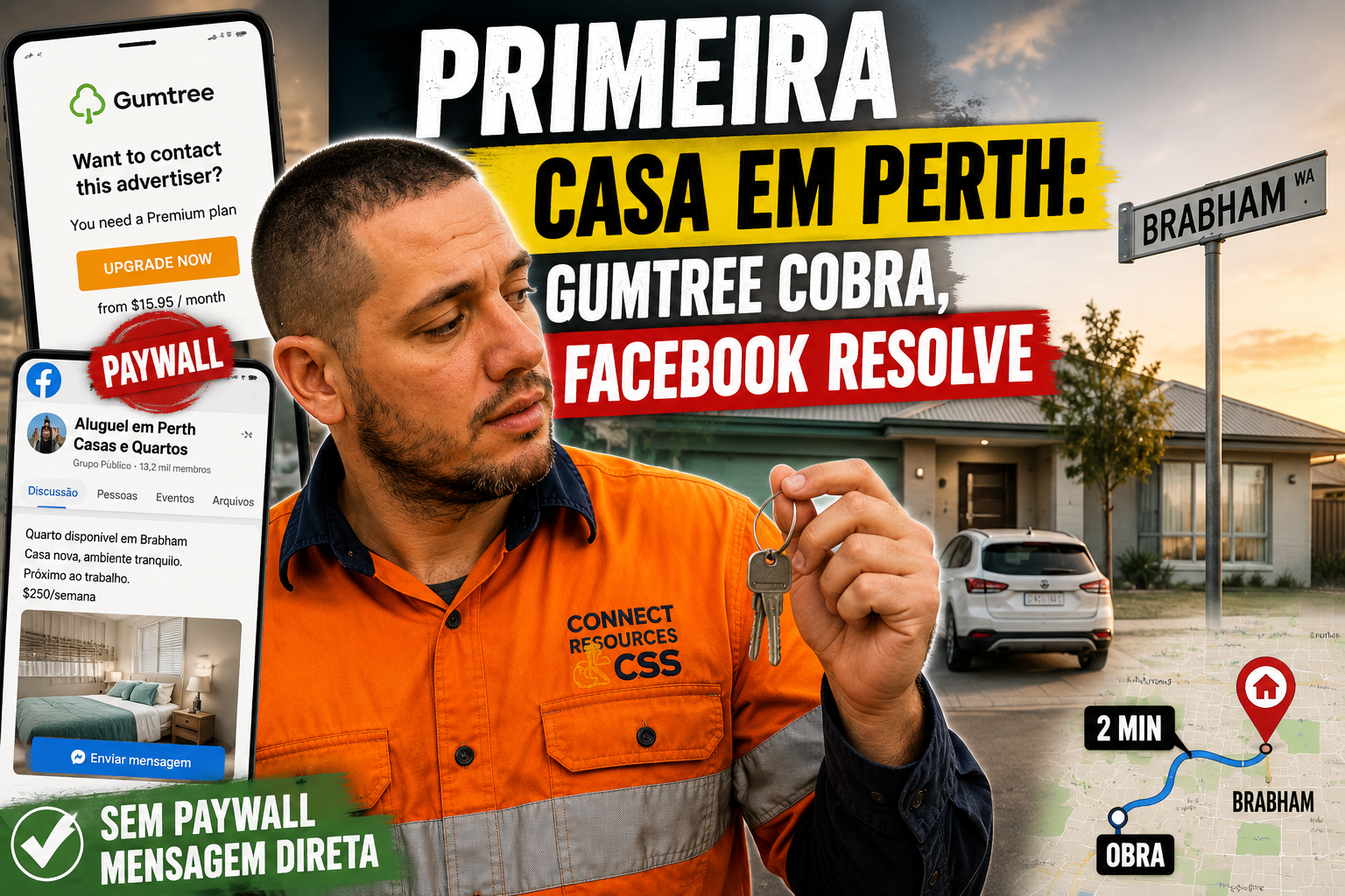 Primeira casa em Perth: Flamates é pago, Facebook é grátis e resolve