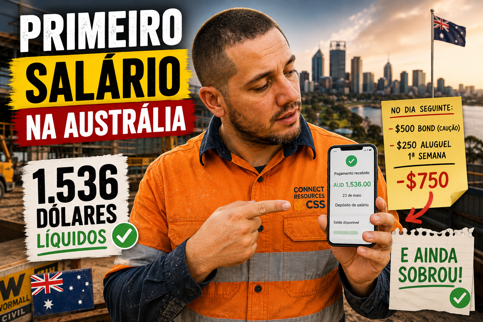 Primeiro salário na Austrália: 1.536 dólares e um cheque de realidade
