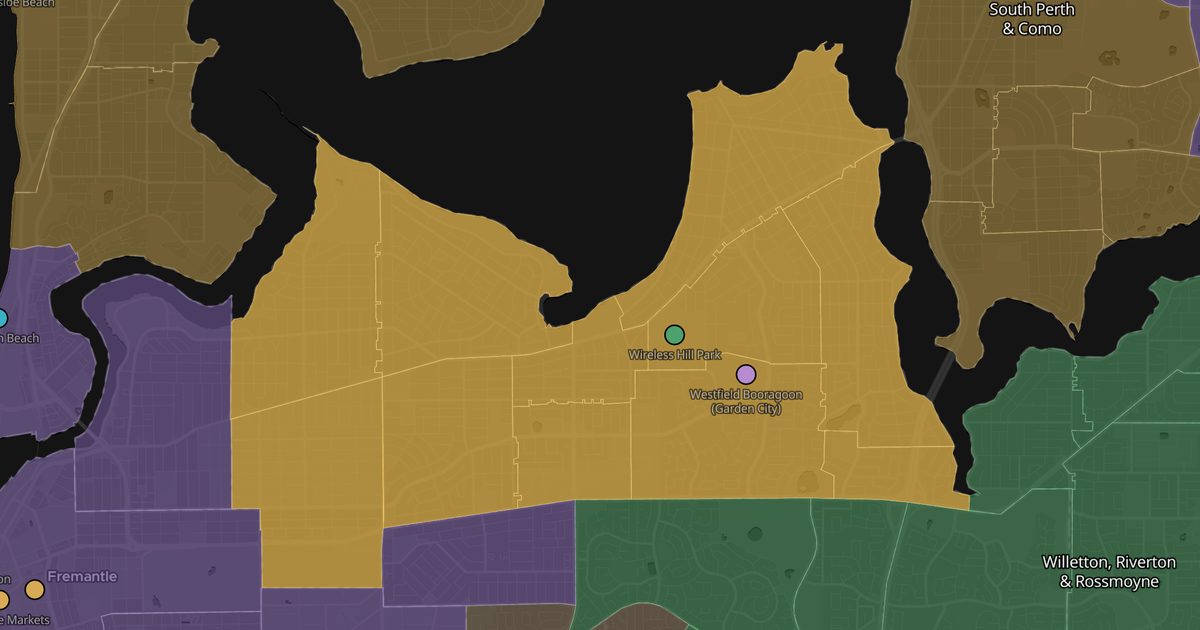 Mapa de Applecross, Mount Pleasant & Booragoon