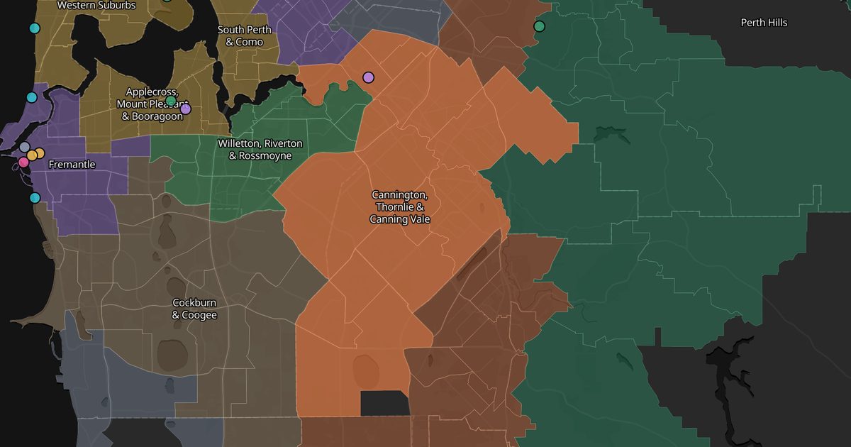 Mapa de Cannington, Thornlie & Canning Vale