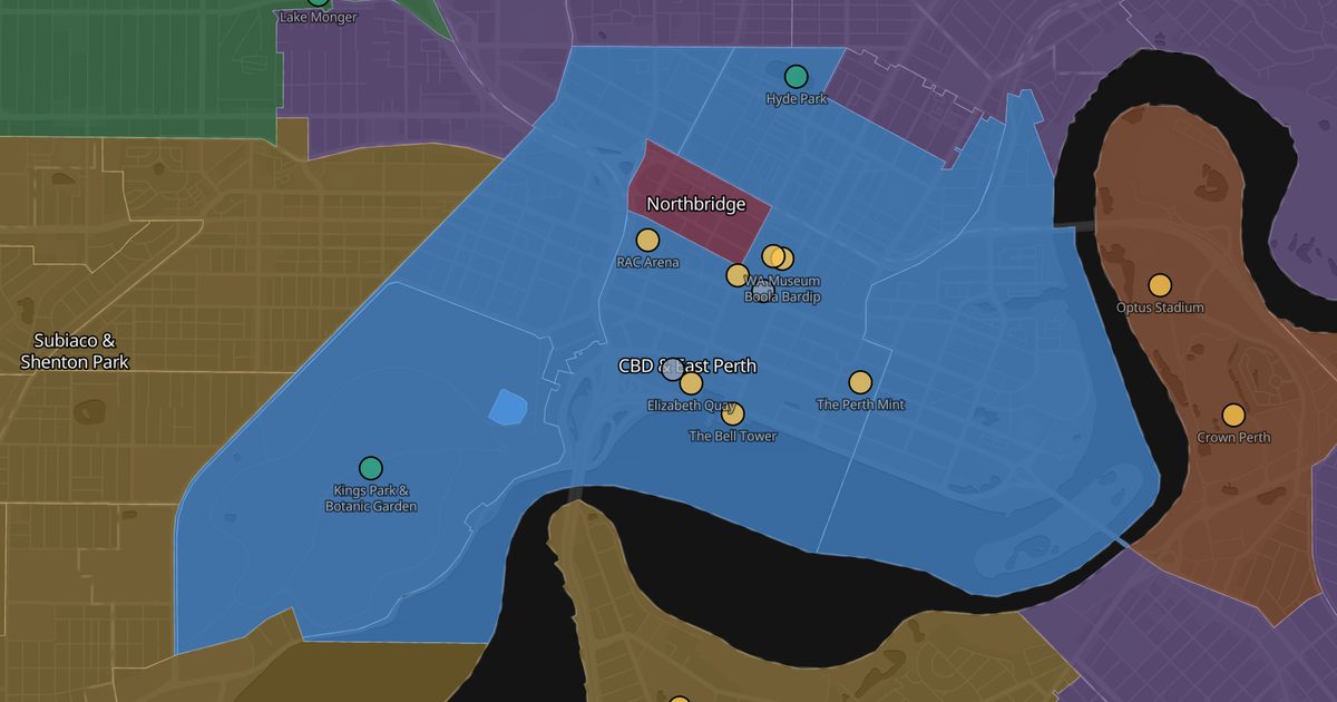 Mapa de CBD & East Perth