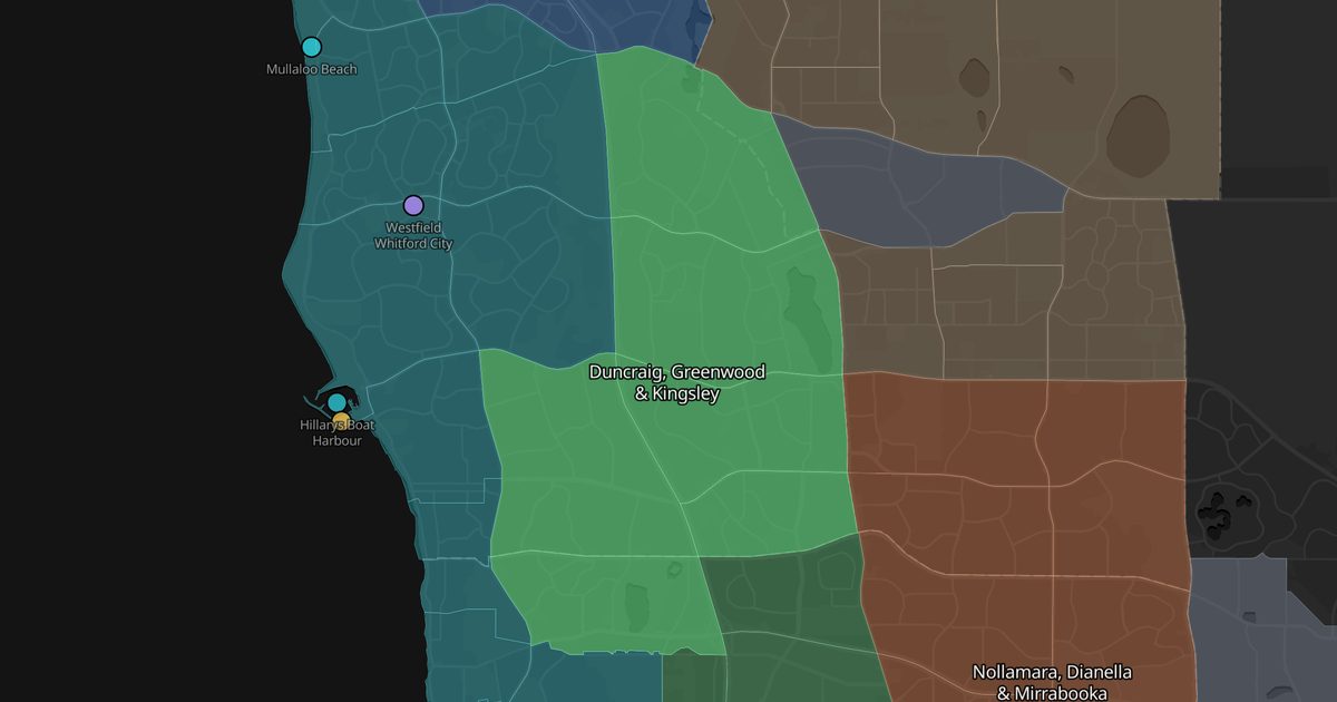 Mapa de Duncraig, Greenwood & Kingsley