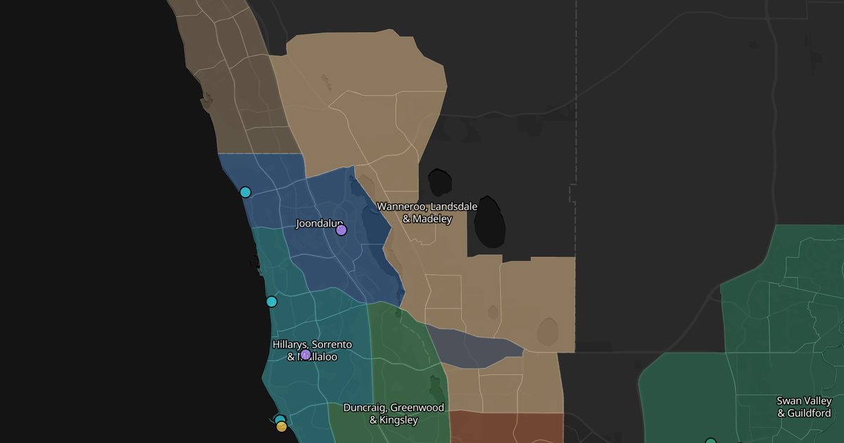 Mapa de Wanneroo, Landsdale & Madeley