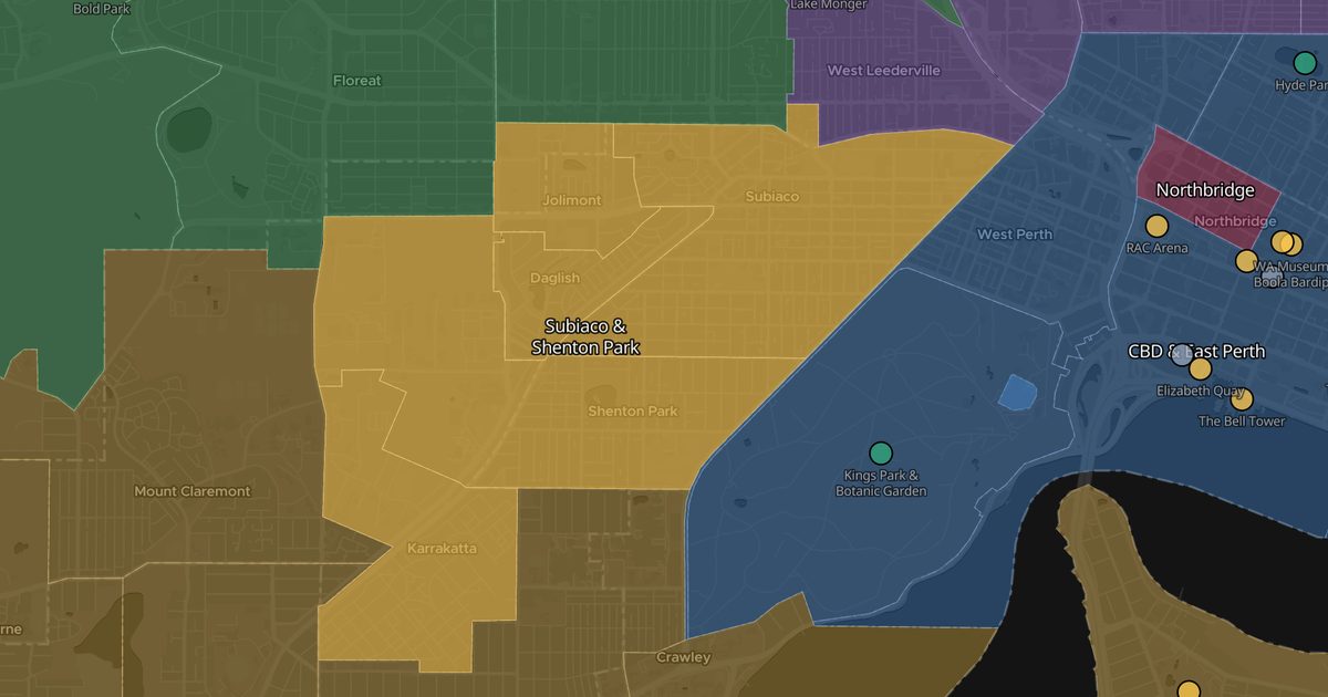 Mapa de Subiaco & Shenton Park